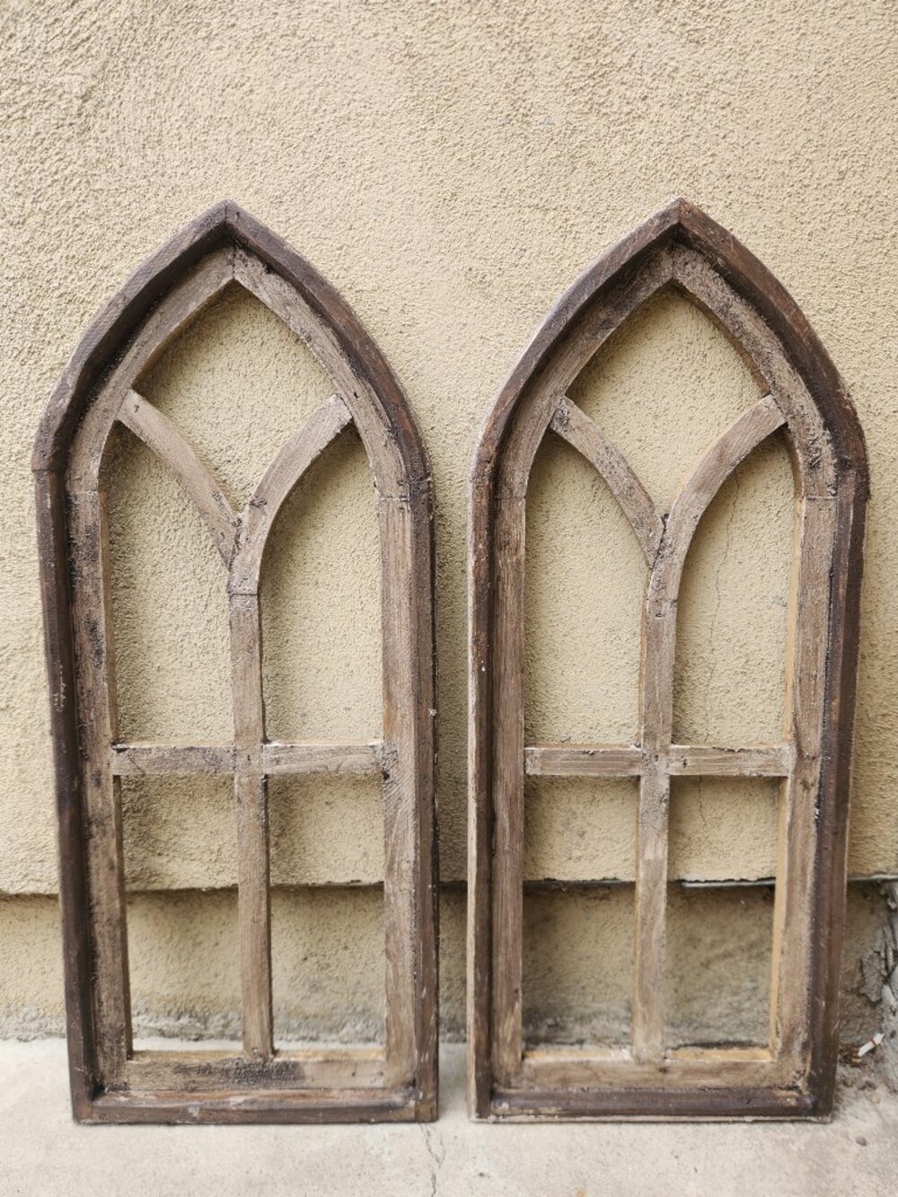 (2 Pcs) 28" H, Pisato Arch Wood Frame Distress Shadow Brown Shabby Chic